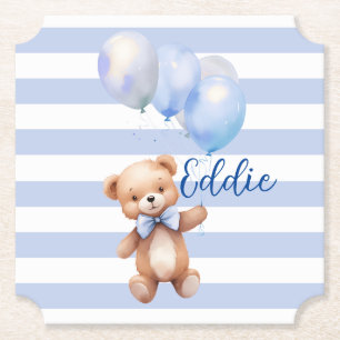 Posavasos De Papel Oso pequeño y lindo en azul