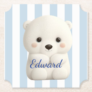 Posavasos De Papel Oso polar bebé en franjas