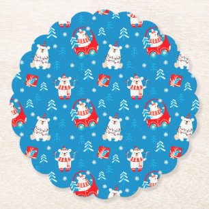Posavasos De Papel Oso Polar de Navidad