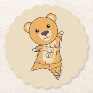 Posavasos De Papel Osos coloridos Feliz Navidad Animales de Invierno