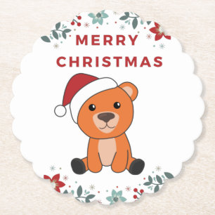 Posavasos De Papel Osos coloridos Feliz Navidad Animales de Invierno