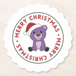 Posavasos De Papel Osos coloridos Feliz Navidad Animales de Invierno