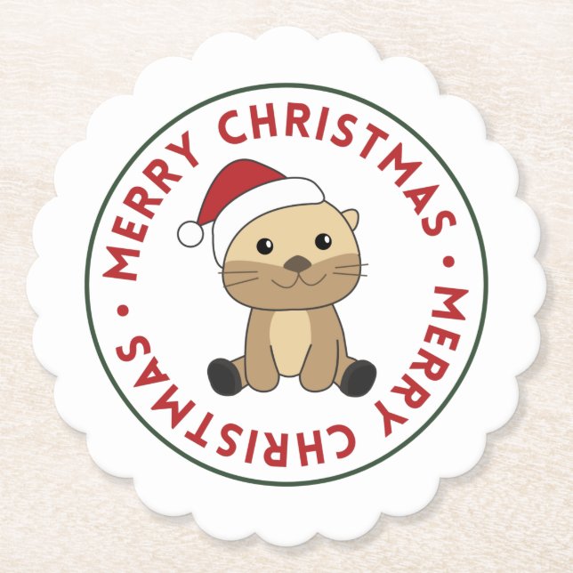 Posavasos De Papel Otter Navidades Nieve Animales de invierno Otter P (Anverso)