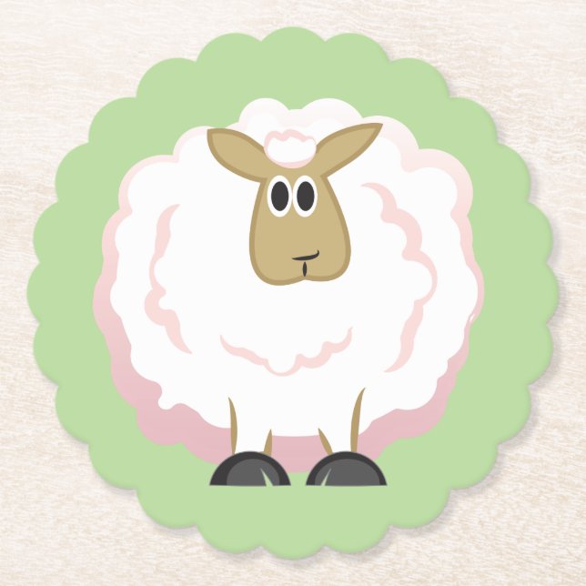 Posavasos De Papel Oveja blanca Fluffy (Anverso)