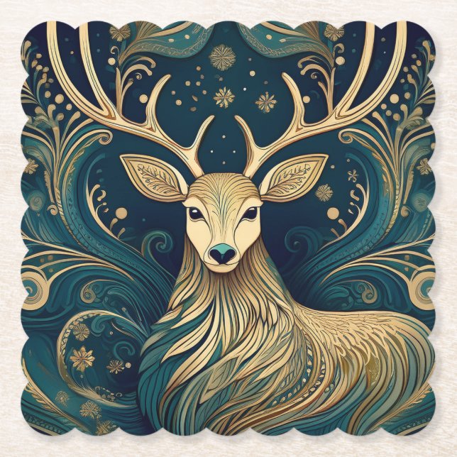 Posavasos De Papel Paisley Deer Coaster (Anverso)