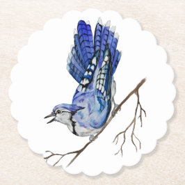 Posavasos De Papel Pajarera azul acuarela