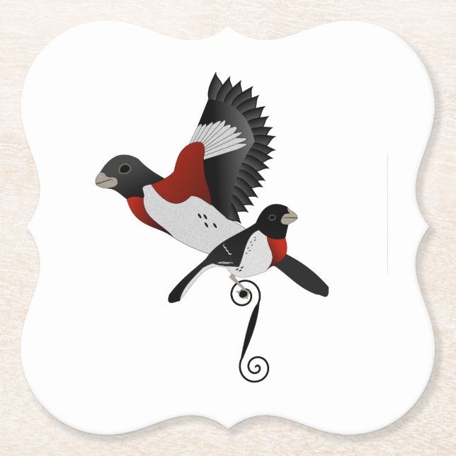 Posavasos De Papel Pájaro cardenal Rosa Grosbeak (Anverso)