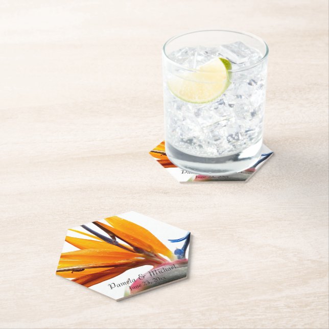 Posavasos De Papel Pájaro tropical de Paraíso Boda floral (In situ)