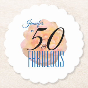 Posavasos De Papel Pale Peach Rosa 50 y fabuloso cumpleaños