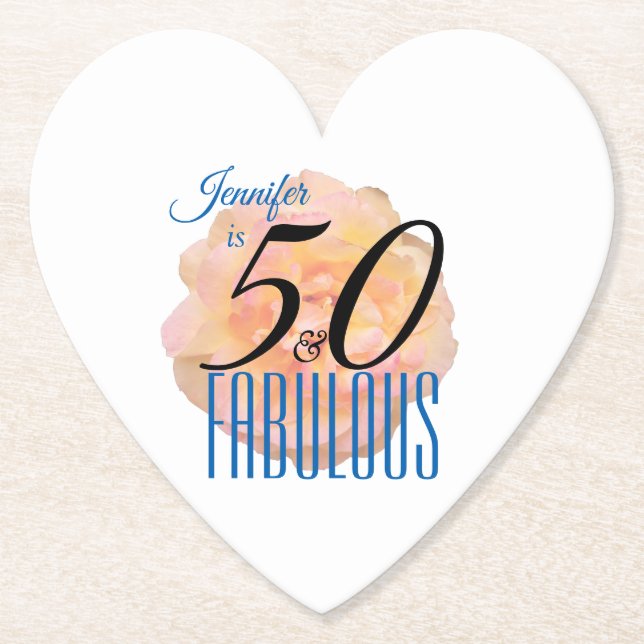 Posavasos De Papel Pale Peach Rosa 50 y fabuloso cumpleaños (Anverso)