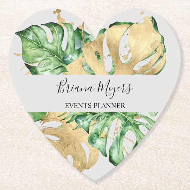 Posavasos De Papel Palm deja arena dorada tropical (Anverso)