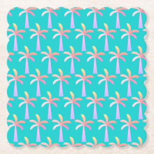 Posavasos De Papel Palm Springs Caribbean Blue Tropical Palm Tree