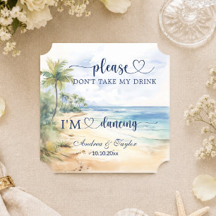 Posavasos De Papel Palmeras de Playa No Me Quiten Mi Trago Boda