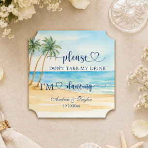 Posavasos De Papel Palmeras de Playa No Te Llevarás Mi Bebida Boda