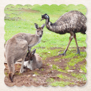 Posavasos De Papel "Pals improbables: El canguro y la amistad Emu"