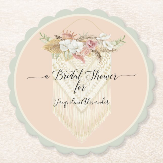 Posavasos De Papel Pampas Grass Floral Greeneration Macrame Bridal Sh (Anverso)