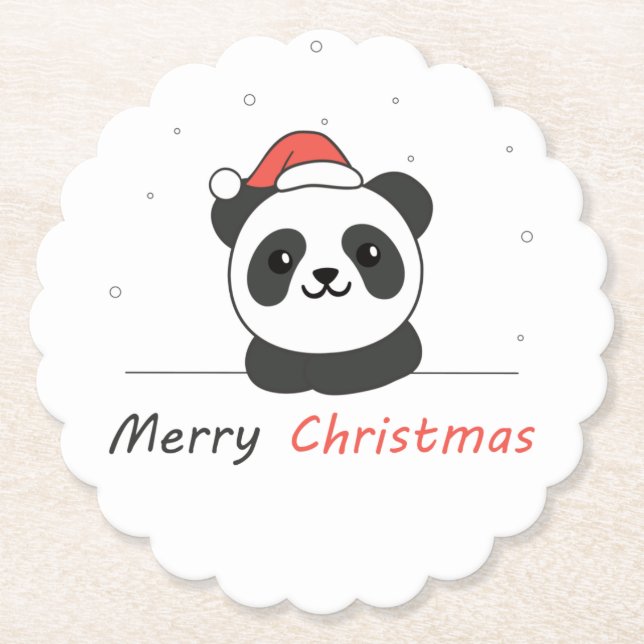 Posavasos De Papel Panda Navidades Nieve Animales De Invierno Pandas (Anverso)