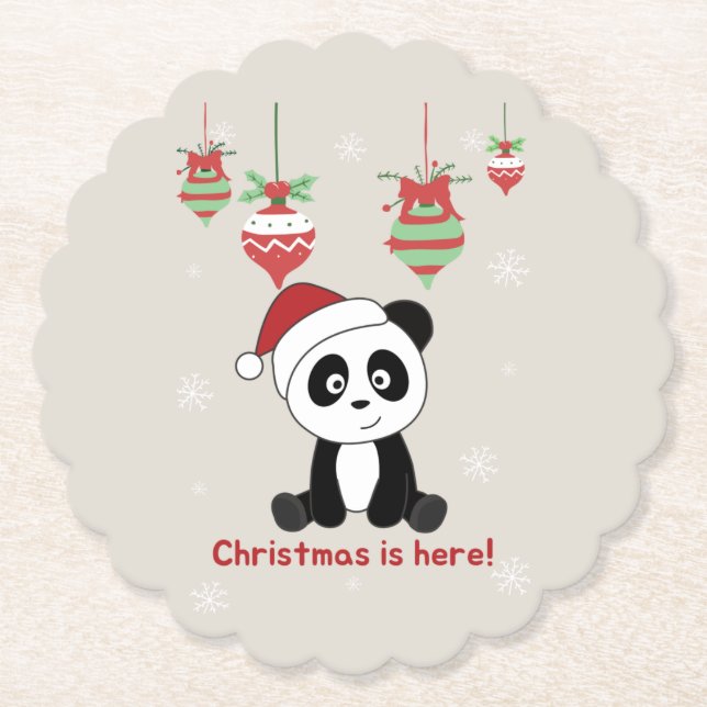 Posavasos De Papel Panda Navidades Nieve Animales De Invierno Pandas  (Anverso)