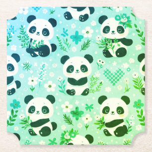 Posavasos De Papel Panda Patrón de oso Impresión verde