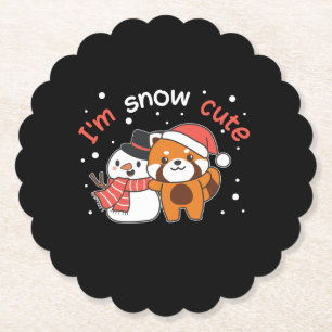 Posavasos De Papel Panda Rojo Soy Nieve Cute Snowman Snowman Pun