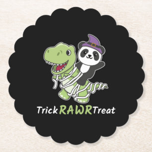 Posavasos De Papel Panda Trick Rawr Treat T-rex Mummy Costume