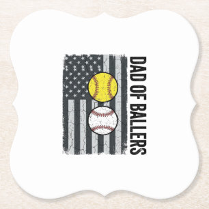 Posavasos De Papel Papá de Softball Béisbol Patriótico