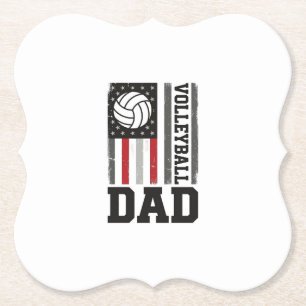 Posavasos De Papel Papá de voleibol bandera americana grabado vintage