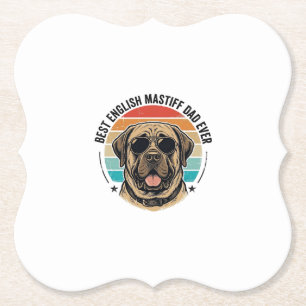 Posavasos De Papel Papá Mastín Inglés Atardecer Vintage Perro Vector