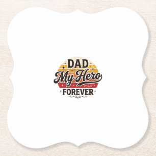 Posavasos De Papel Papá Mi héroe por siempre Diseño de camiseta retro