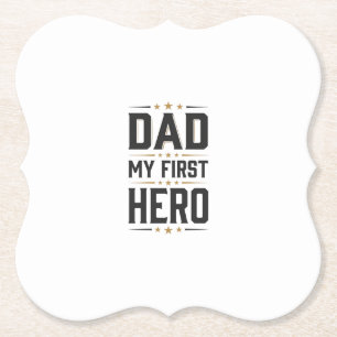 Posavasos De Papel Papá Mi Primer Héroe Camiseta Diseño Tipografía Vi