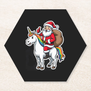 Posavasos De Papel Papá Noel montando un unicornio de Navidad - Camis