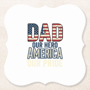 Posavasos De Papel Papá Patriota Nuestro Héroe Diseño de Camiseta Vin