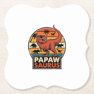 Posavasos De Papel Papawsaurus Diseño Vectorial Retro Dinosaurio Atar