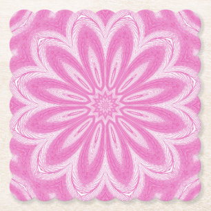 Posavasos De Papel Papel de diseño de flor de color rosa