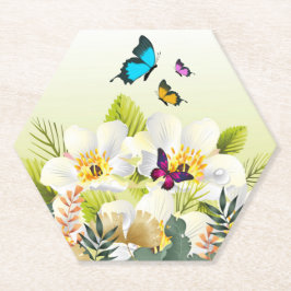 Posavasos De Papel Papel de flor de mariposa