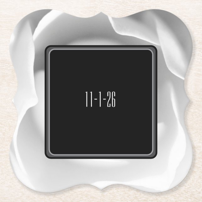 Posavasos De Papel Papel de Rosa Blanca | Diseño Floral Moderno y Ele (Anverso)