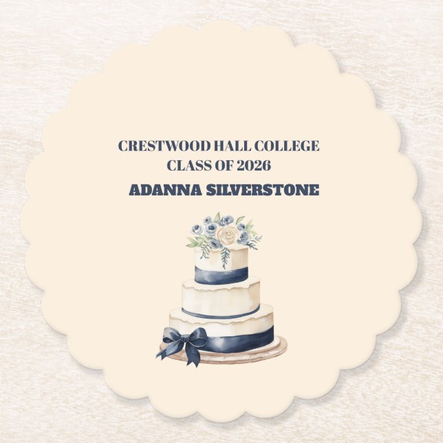 Posavasos De Papel Paper Coaster-Editable Graduation Tableware Set (Anverso)