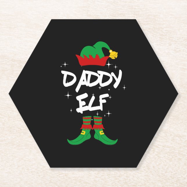 Posavasos De Papel Papi Elf Familia Matanza Navidades Traje Regalo (Anverso)