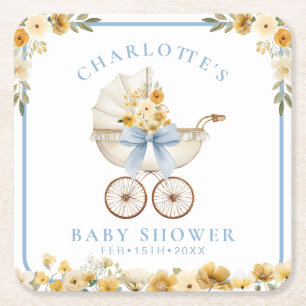 Posavasos de papel para baby shower de carruaje fl