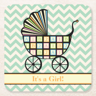 Posavasos de papel para baby shower de cochecito d