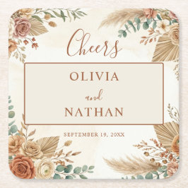 Posavasos de papel para boda floral boho rústico e