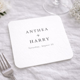 Posavasos de papel para boda negro y blanco con se