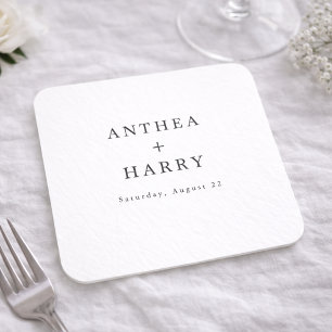 Posavasos de papel para boda negro y blanco con se