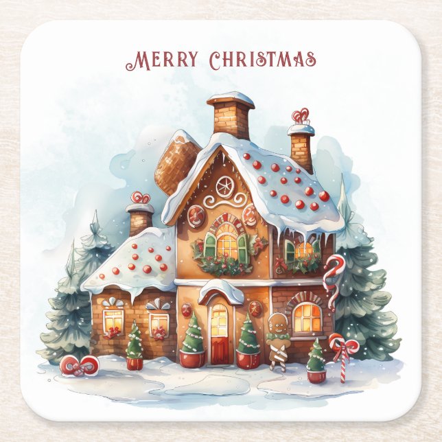 Posavasos de papel para Navidad Casa de Pan de Jen (Anverso)
