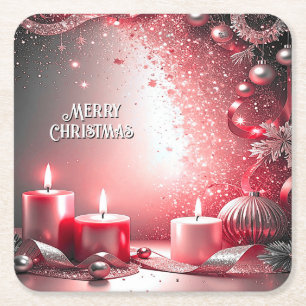 Posavasos de papel para Navidad con velas rojas