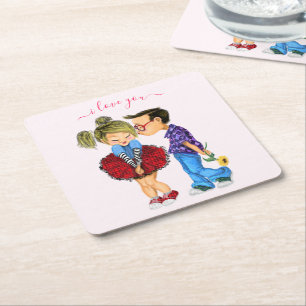 Posavasos de papel para pareja romántica - Amor - 