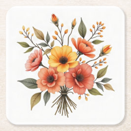 Posavasos de papel para ramo de flores de otoño