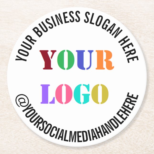 Posavasos de papel para redes sociales con logotip (Anverso)