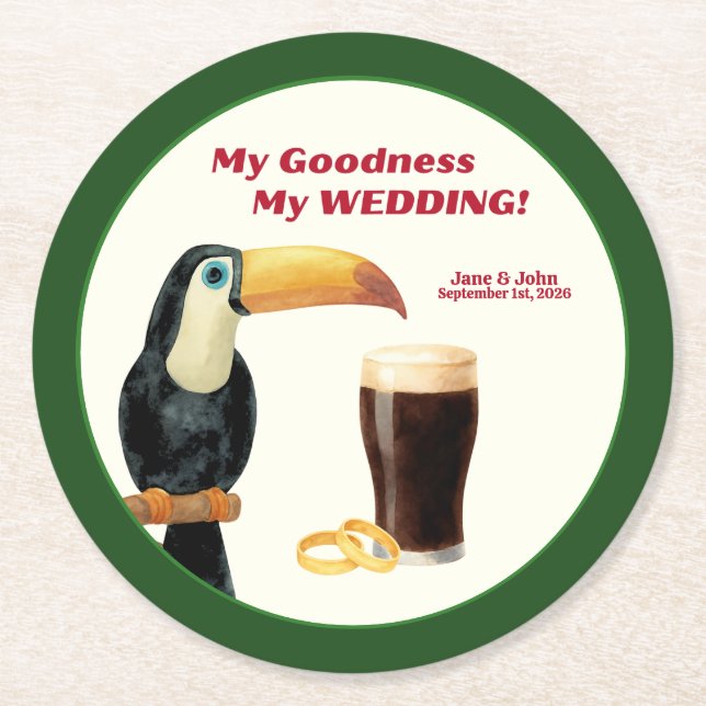 Posavasos de papel para regalo de boda de Stout Ir (Anverso)