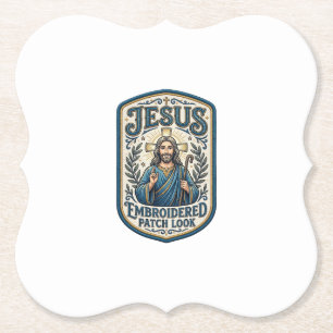 Posavasos De Papel Parche Bordado de Jesús Mira Parche Bordado de Jes